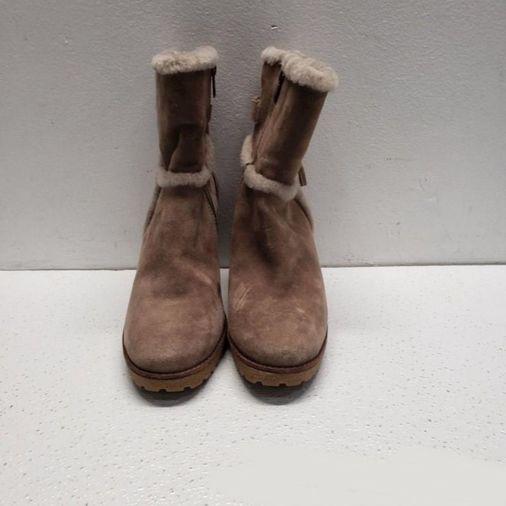 FRYE Jen Brown Suede Leather Shearling Fur Boots Sz 8 EUC